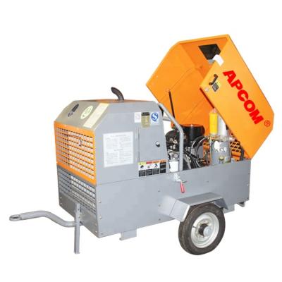 China APCOM 185 CFM 10bar 185cfm Lubricated Diesel Powered Portable Screw Air Compressor 185cfm Screw Aircompressor For Mine Drilling Rig for sale