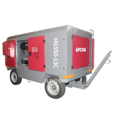 China APCOM 13bar 132kw 550cfm Lubricated Driven Diesel Engine Air Compressor Screw 550 Cfm Portable Air Compressor With Diesel Engine for sale