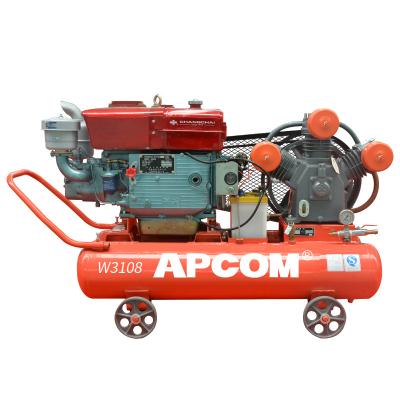 China Portable Piston Air Compressors 15HP High Efficiency 70CFM M3/min 1150rpm 2m3/min 70CFM Mining Diesel Engine Orange for sale