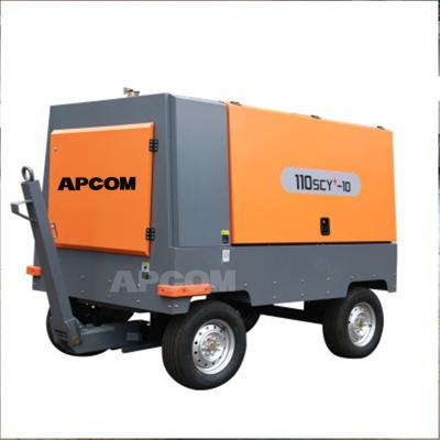 China APCOM 110SCY-10 Lubricated Diesel Screw Compressor A Diesel High Pressure Screw Air Compressor 10bar 12m3 425CFM 425 cfm for sale