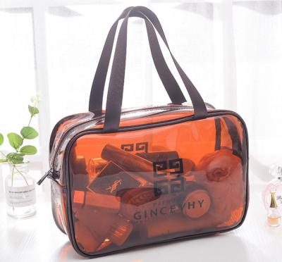 China NATIONAL PVC Eco-friendly Large Size Cosmetic Bag With Handle Low Price Cheap Clear Transparent Make Up Bag PVC Cosmetic Hotel Giveaway Bag for sale