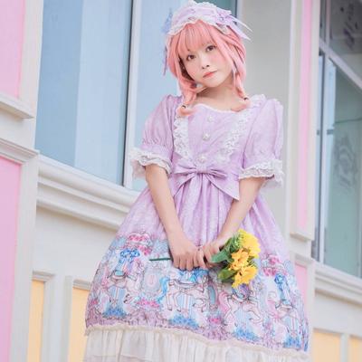 China Lolita Dresses Sweet Classic Light Pink Op Lolita Pleated Embroidery Lace Dress Vintage Lolita Dress for sale