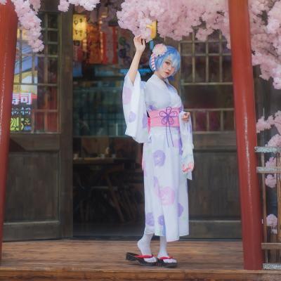 China Chemical Fiber S Spot Stock Mixed Adult Rem Cosplay Clothes Women's From Scratch Ram Kimono Yukata Rem Cosplay Costume for sale