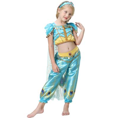 China Two-piece Aladdin Girls Dance Jasmine Princess Cosplay Child Kids Costume Christmas Cartoon/Movie Clothing Custom Made With Cloak for sale