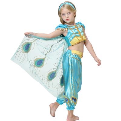 China Two-piece Aladdin Girls Dance Jasmine Princess Cosplay Child Kids Costume Christmas Cartoon/Movie Clothing Custom Made With Cloak for sale