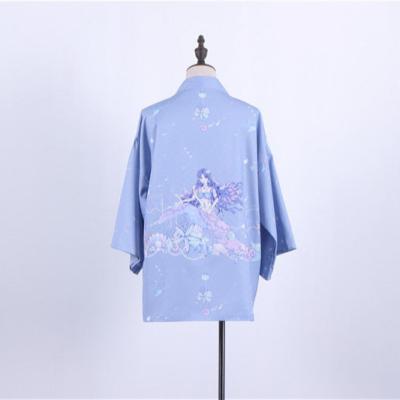 China Wick Hemp Fabric Costom Sublimation Printing Kimono Satin Pajamas Haori Kimono With Cartoon Animation Cosplay Tank Tops for sale