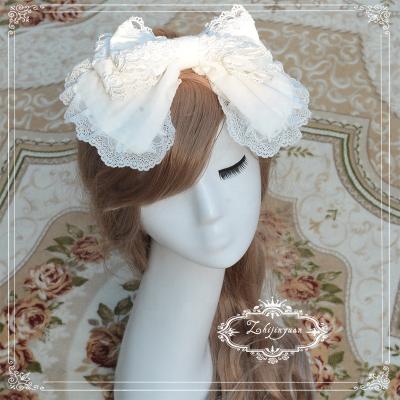 China New Sweet Matching Party Cosplay Lolita Headband Headwear Lolita Style Big Bow Clip Costume Hairband for sale