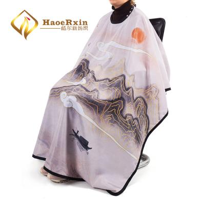 China Classic Fancy Customized Barbershop Polyester Barber Cape High Quality Adjustable Neck And Waist for sale