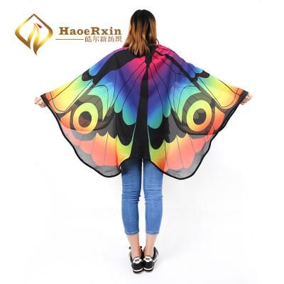 China Holiday Party Women Woolen Polyester Poncho Pashmina Shawl Scarf Wing Butterfly Cape Customized New Woolen Fashion for sale