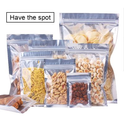 China Clear Front Holographic Mylar Foil Zip Lock Moisture Proof Packaging Bags Translucent Laser Stand Up Zipper Top Bag For Cosmetic for sale