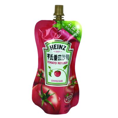 China Food Grade Aluminum Foil Moisture Proof Liquid Plastic Pouch With Ketchup Spout Bag Tomato Sauce Packaging for sale