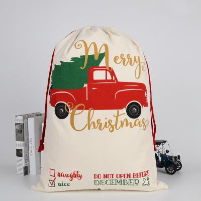 China Handled Canvas Storage Package Bag Drawstring Kids Toy Christmas Storage Bag Travel Women Cloth Bag Christmas Gift Pouch for sale