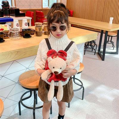 China Waterproof Custom Design High Quality Cute Cartoon Plush Toys Kids Backpack Bear Doll Pu Kindergarten School Bag for sale