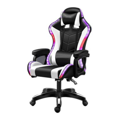 China Office adjustable chair gaming chair PU armrest headrest cadeira RGB leather gamer (height) for sale