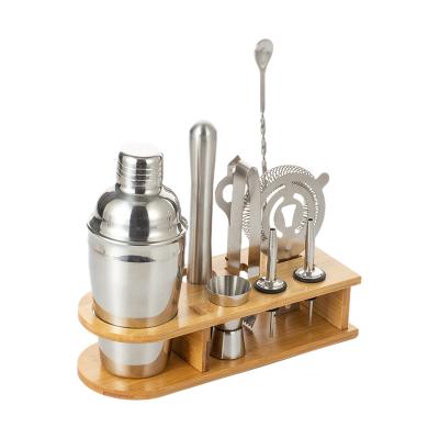 China Stored Polishing Ice Tong Drink Mixing Bar Tools Cocktail 10pcs Portable Home Party Steel Shaker Set Bartender Browser Stainless for sale