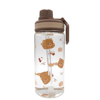 China Cute Cartoon Bear Heat Resistant Water Bottle Borosilicate Glass Student Gift Cup Stored Hot Proof Bottles High for sale