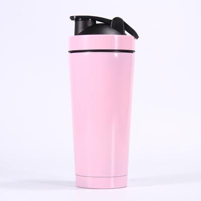 China High Quality Perfect GYM Stocked Metal Sports Logo Protein Shaker Bottle Peach With Ball Stainless Steel for sale