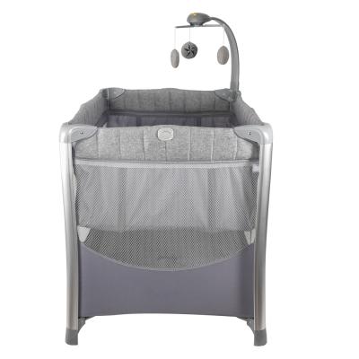 China Modern Aluminum Frame Silver New Luxury Baby Storage Playard Easy Fold And Unfold Baby Playpen for sale