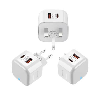 China Palladium 20W High Speed ​​Charger Fast Charging Main Type-C + USB Dual Port Fast Charging Applicable To EU UK US for sale