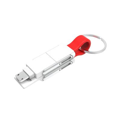 China Mobile Phone 4 in 1 Mini Key Chain USB Cable for IOS and Android Type C Mobile Phone Usb Magnetic Cable for sale