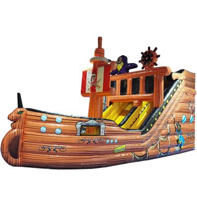 China Popular giant inflatable titanium trampoline and pirate boat bouncer slide from Oxford cloth or PVC tarpaulin for sale for sale