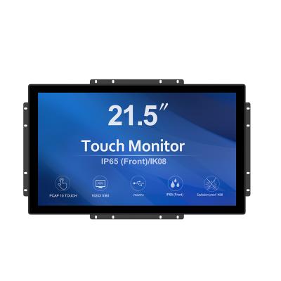 China Kisok GreenTouch 21.5 inch 10 points front IK08/IP65 PCAP open frame touch screen LCD industrial display screens for sale