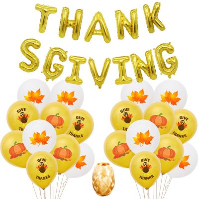 China Gift Toy Amazon Party Supplies 16 inch GIVE THANKS Alphabet Letter Balloon Turkey Maple Leaf Latex Balloon Set for sale