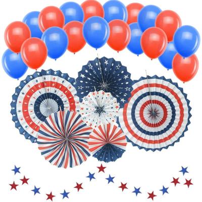 China Plastic / Paper / Red White Paper Latex American 4th of July Independence Day Blue & Fans, Latex Balloons Star Flames Party Decorations Supplie for sale