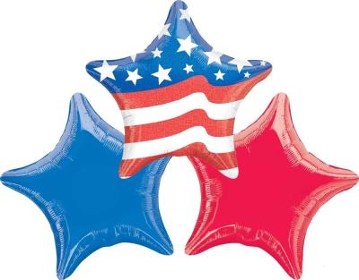 China Children toys 18 inch star Independence Day America group aluminum helium balloon bouquet patriotic red blue 4th of July party for sale