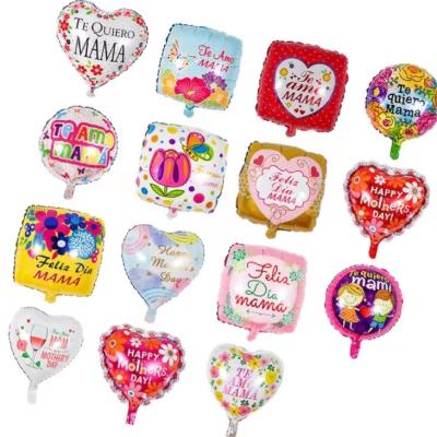 China Gift Toy 18 Inch Round Globos Spanish Happy Mother's Day Foil Heart Shaped Balloon for sale