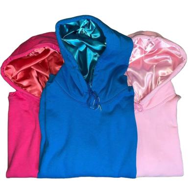 China wholesale high quality custom made cotton cheap logo Anti-wrinkle embroidery women 100% satin striped hoodie for sale