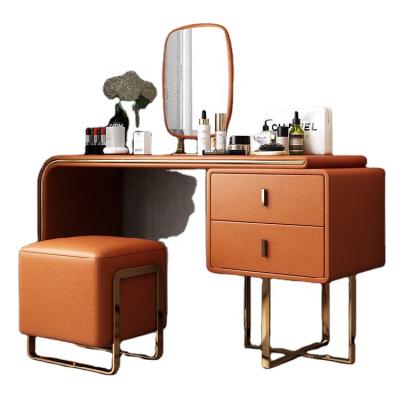 China With Mirror Modern Design Gold Metal Makeup Dresser Luxury Mirror Dresser And Stool Hotel Furniture With Stools And Drawers for sale