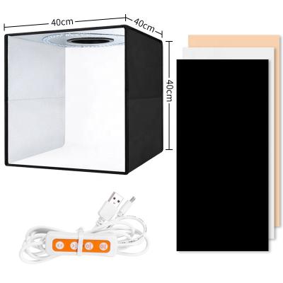 China Nonwoven Tent + Studio Kit Shooting Tent Box PVC Backdrops 16inches Folding Photo Light Box with LED Ring Lights and 3