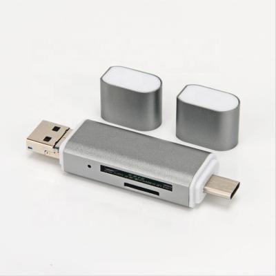 China ABS 3 in 1 Portable USB 2.0 Memory Card Reader and Micro USB to USB C OTG Adapter for SD TF Cards for sale