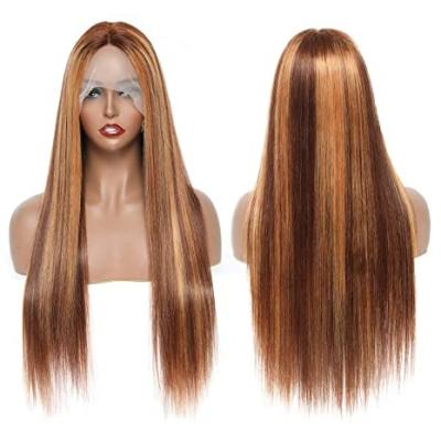 China New Popular Indian Remy Design Honey Blonde Highlight Hand Made Bleached Invisible Piece Body Wave Knot Wet And Wavy Wigs for sale