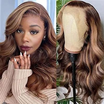 China Wave Hayo Factory Vendor Offers Body Dropshipping Five Ombre Frontal Wigs Honey Color Various Length Highlight Star Quality for sale