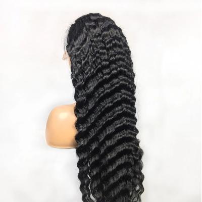 China Silky Deep Wave 13x4 Lace Front Human Hair Wigs Natural Hair Weft Soft Touch Hair Wigs Thick Full Curly Good-material for sale