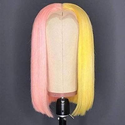 China Hayo China Supplier Super Quality Straight Color 613 Human Hair Weft Hair Preplucked Bleached Knots 613 Bob Wigs for sale