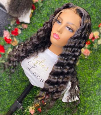 China Hayo Raw Transparent Lace Mixed Length Burmese Curly Wave Wig Virgin Remy 100% Real Peruvian Human Hair Deep Wave Wig for sale