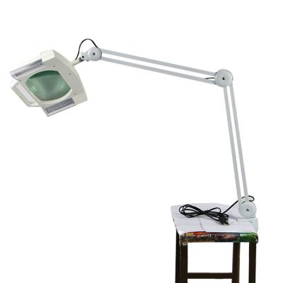 China Clamp 4x 6x 10x 15x 20x 30x Removable Portable Diopter Tabletop Magnifying Lamp For Skin Examining With Cool Light Square Glass for sale