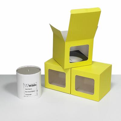 China Recycled Materials Wholesale Cheap Single Square Paper Candle Box With Window for sale