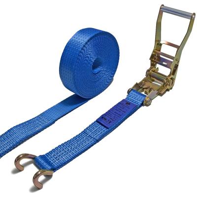 China Polyester 50mm Ratchet 5ton Tie Down With Double Claw Hooks for sale