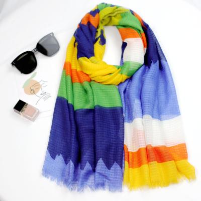 China Women's Scarf Summer Feeling Soft Cotton Thin Running Ready Smooth Soft Shawl Squishy Flower Printing Scarf For Women for sale