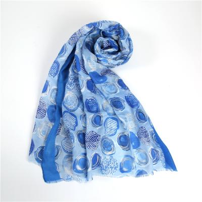 China Fashionable Hot Unique Gold Stamping Polka Dot Print Shawl Scarf Women Cotton Shawl Large Scarf for sale