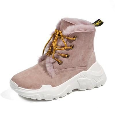 China Fashion trend winter warm waterproof women's snow boots lace up high top platform strong ladies sonw boots for sale