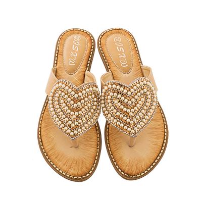 China Factory wholesale price breathable and high quality flip flop slippers for ladies, heart design and PU material for women for sale