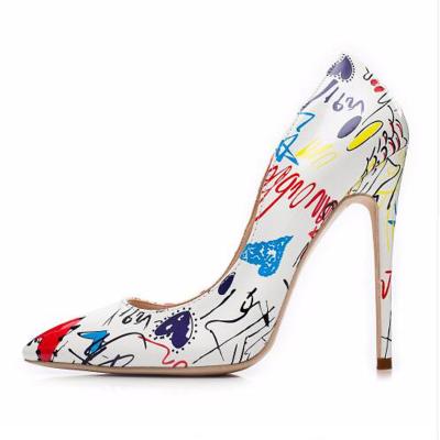 China Fashionable new design flat pointed toe high heels for ladies plus size whole print striping sexy ladies shoes for sale