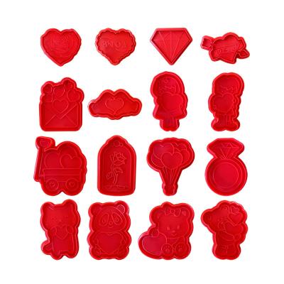 China Sustainable 4pcs/set Valentine's Day Red Springform Cookie Cutters For Fondant Cake Wedding Love Fondant Cutters for sale