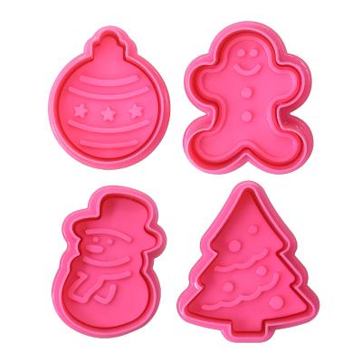 China Sustainable Hot selling Christmas cookie mold Christmas tree snowman gingerbread man shape spring mold four-piece self help for sale