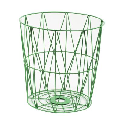 China Customized Sustainable Metal Organizer Metal Wire Storage Basket Waste Paper Bin For Home Office for sale